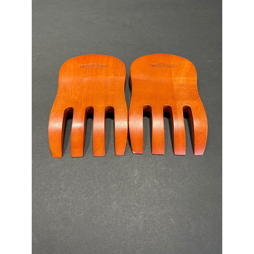 Mountain Woods Hardwood Salad Hands Servers Set of 2 Ergonomic Tossing Claws